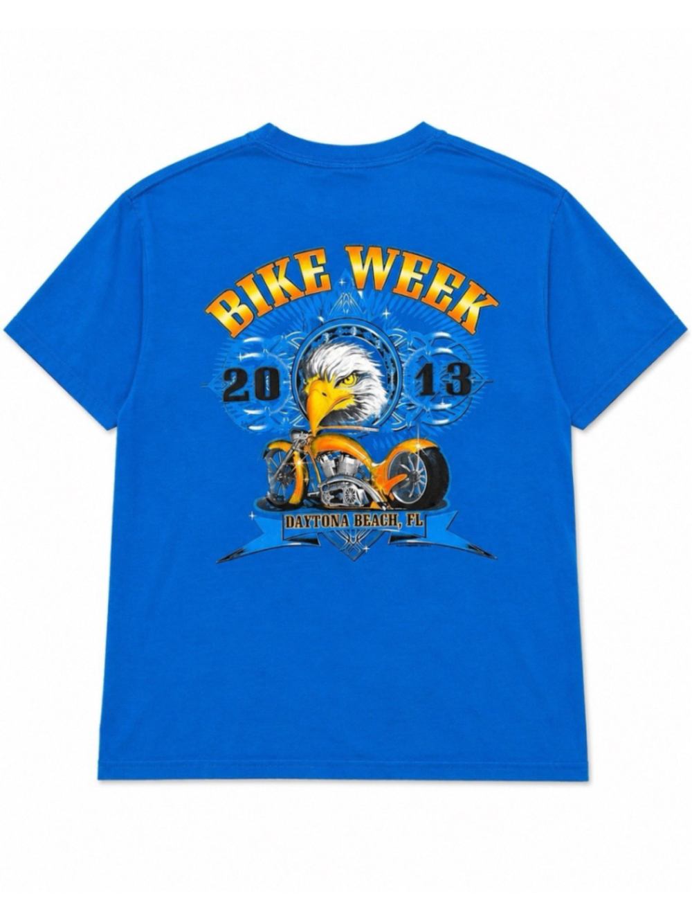 2013 Daytona Bike Week Tshirt Daytona Beach FL Eagle Chopper Blue Men’s Large